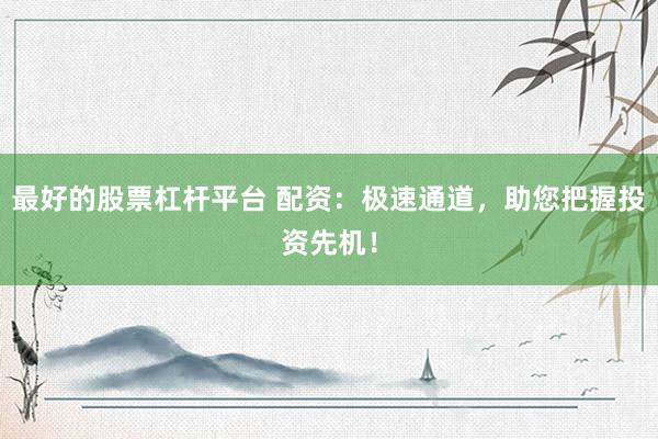 最好的股票杠杆平台 配资：极速通道，助您把握投资先机！